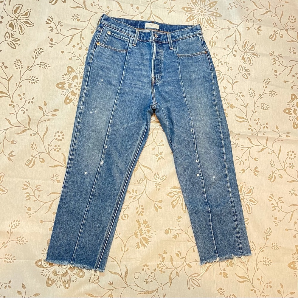 Levi Altered Cropped Straight Leg Distressed Jeans